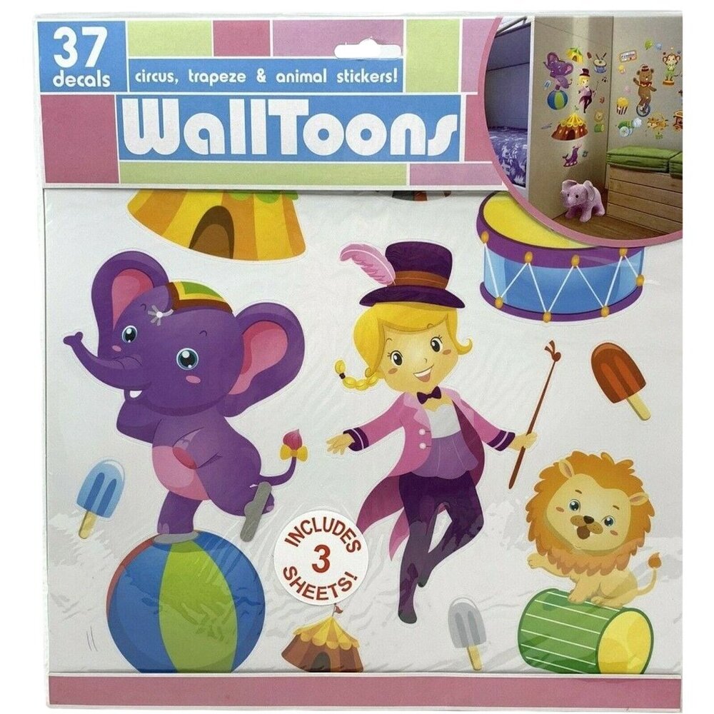 Circus Theme Bedroom Vinyl Decal Wall Decor Big Top Elephant Lion Ring Master